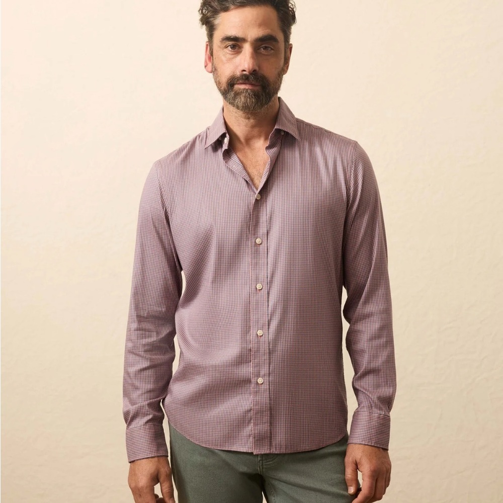 Faherty Men's Lavender Checkered Dress Shirt